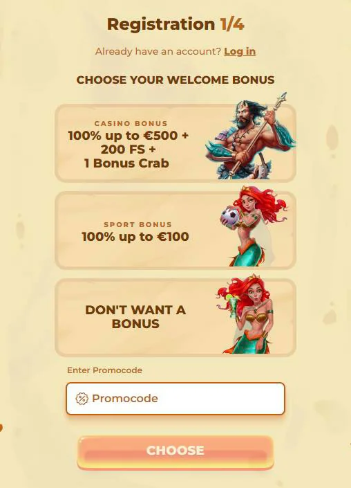 Registration form 4 posido casino
