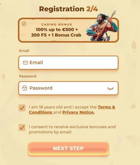 Registračný formulár 3 posido casino