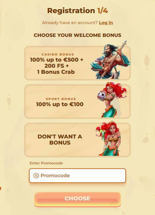 Registračný formulár 4 posido casino